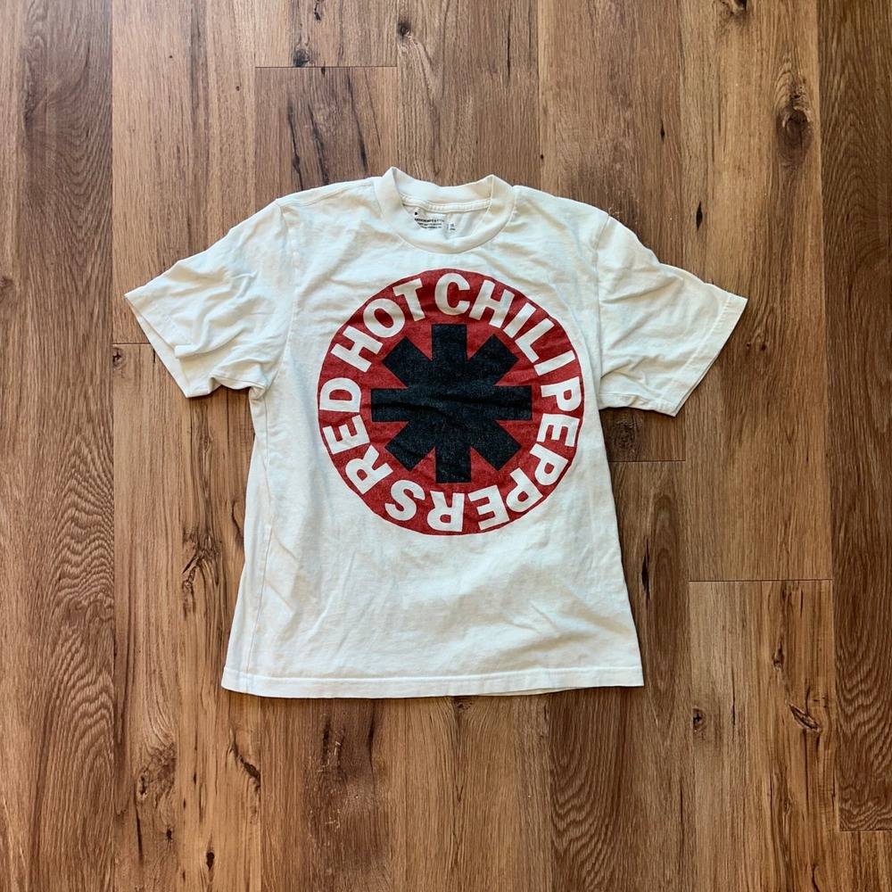 Abercrombie & Fitch Red Hot Chili Peppers Graphic Tee Cream XS Band T-Shirt